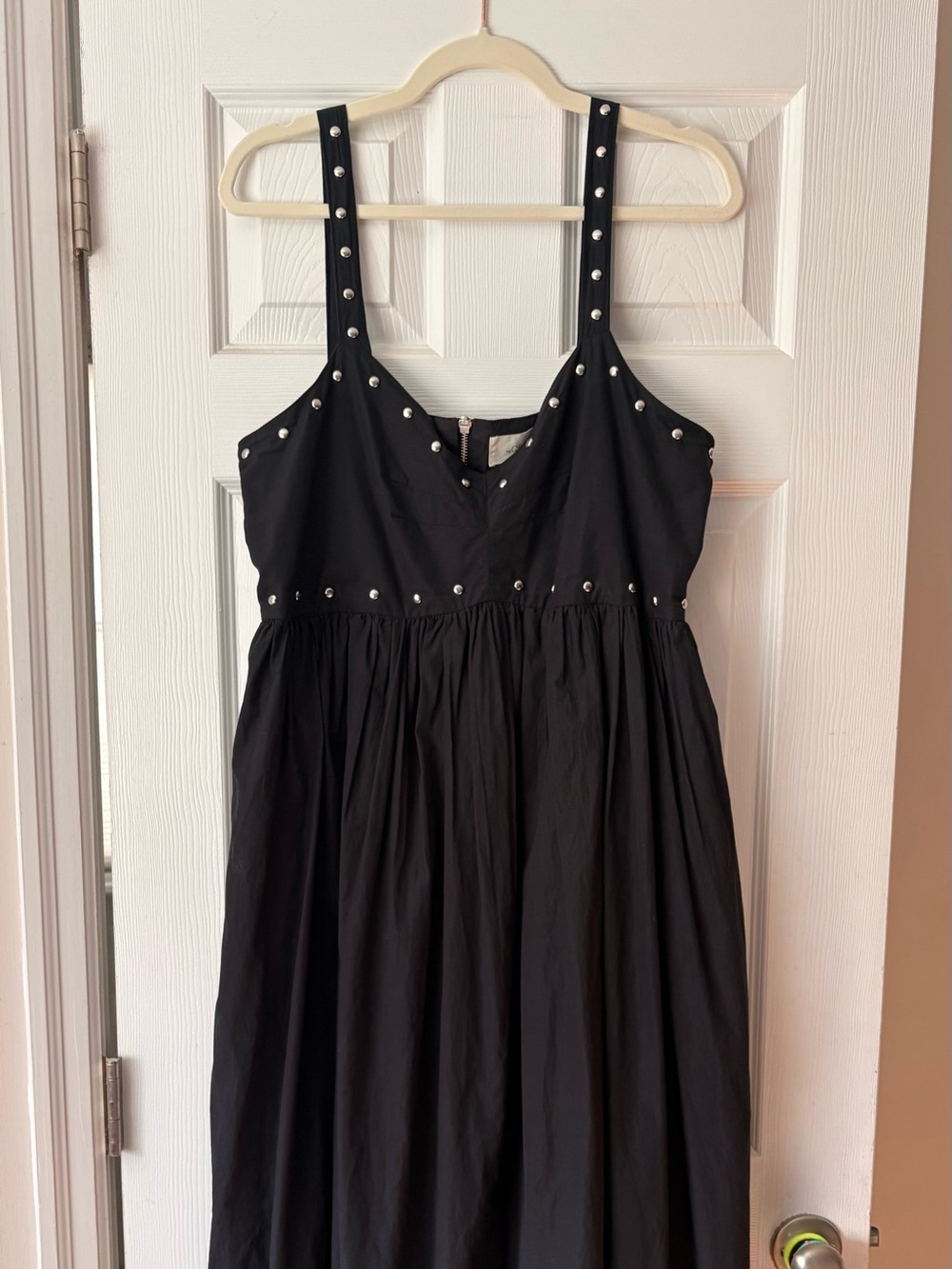 THE GREAT. Black Stud-Trim Dress
